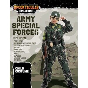 Army Costume Boys Soldier Tactical Gear Role Play Special Forces Boy Girl Sz 3T